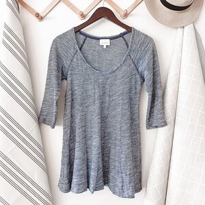 Anthropologie Deletta Blue Striped Quarter Sleeve Tee